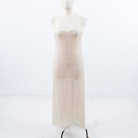 SOLD Dress Vintage 90s Genny Prada 4 Silk Hologram Sequin Formal Wedding Gown - Picture 13 of 15